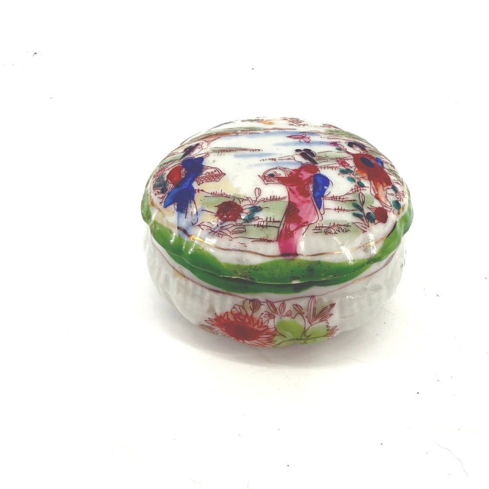 Japanese Trinket Box Japan ceramics‎ Geisha Girl trinket Cosmetics Handpainted